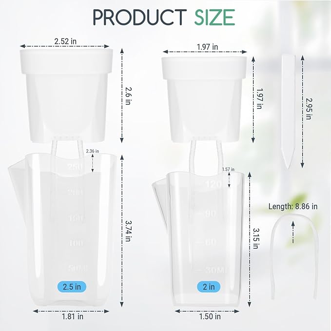 12 Pack 2" Small Self-Watering Planter Pots - Mini Clear Seed Starter Pots with Visible Water Level, Plastic Nursery Pots for Succulents, Herbs, and Propagation - Includes 12 Plant Labels