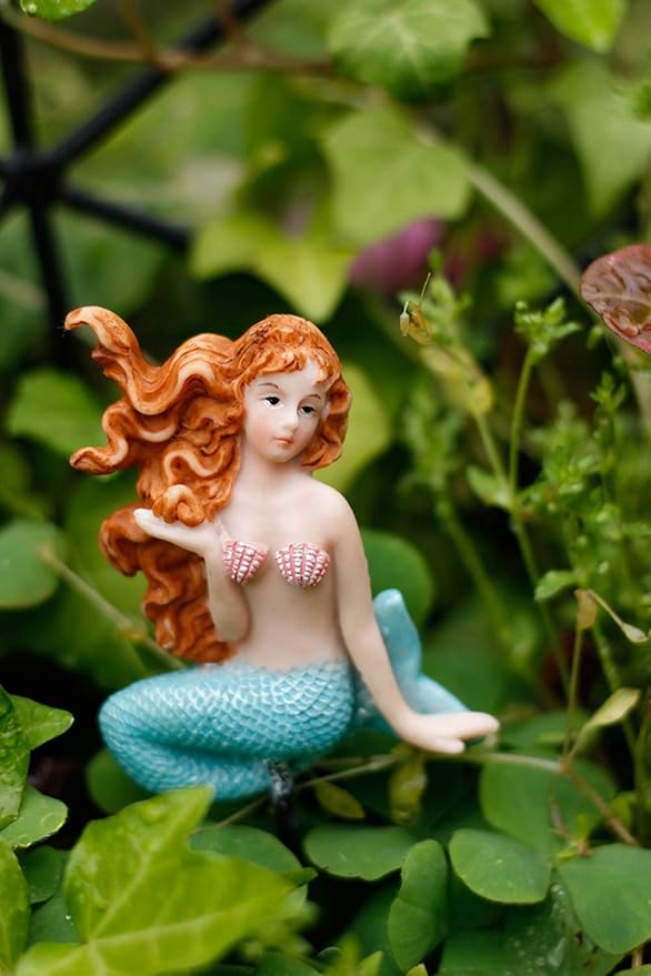MUAMAX Miniature Mermaid Garden Stakes Mermaid Picks for Plants Fairy Garden Decorative Figurines Accessories Outdoor Micro Landscape Ornaments Succulent Decorations (Color)