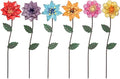 YEAHOME Garden Decor for Outside, 6 Pack Flower Garden Stakes Outdoor Decor Metal Shaking Head Yard Art, Weather Proof Flower Stakes for Yard Porch Lawn Pathway Pot Decorations(Multi-Color)