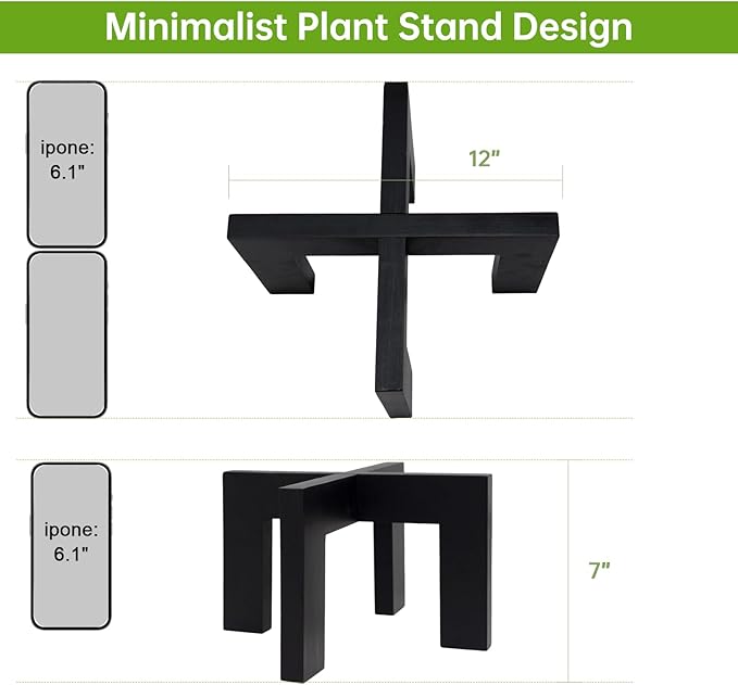 hismocal Wood Plant Stand Indoor/Outdoor for Plants, Large Size Planter Stand Holder,Sturdy and Stable Flower Pot Stand,Fits Most Size Flower Pots In Room (1 Pack-Black)