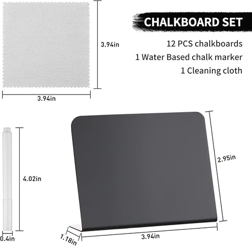 12 Pack 4"x3"Mini Chalkboard Signs for Chalk Sign for Food - Party - Buffet - Table Sign Chalkboard - Wedding - Bakery - Small Chalkboard Sign - Mini Chalkboards for Food