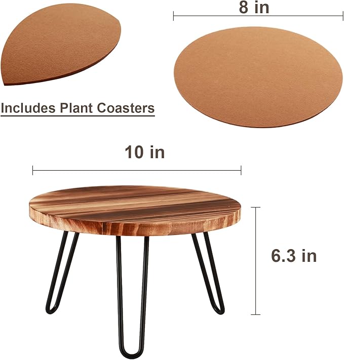 Small Plant Stand, Wood Plant Stool Indoor 10 Inch Plant Riser Wooden Flower Stand Plant Holders Indoor Stand 6.3" Tall Planter Stands for Plants Corner Round Plant Table Outdoor Floor Plant Stand
