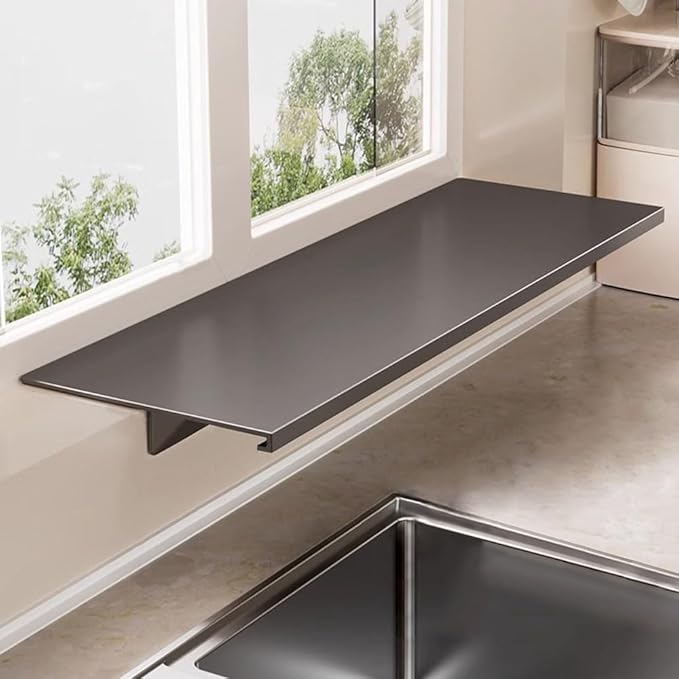 Window Sill Extender Plate, 23.6inch Carbon Steel Storage Shelf, Heavy Duty Countertop Extension Board with Magnetic Base for Kitchen Organization Storage (23.6x9.8in/60x25cm)