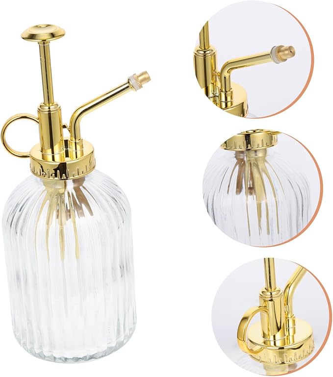 KESYOO Vintage Glass Plant Mister Spray Bottle Elegant Watering Can for Indoor Plants Succulents Flowers Retro Design with Transparent Finish Head