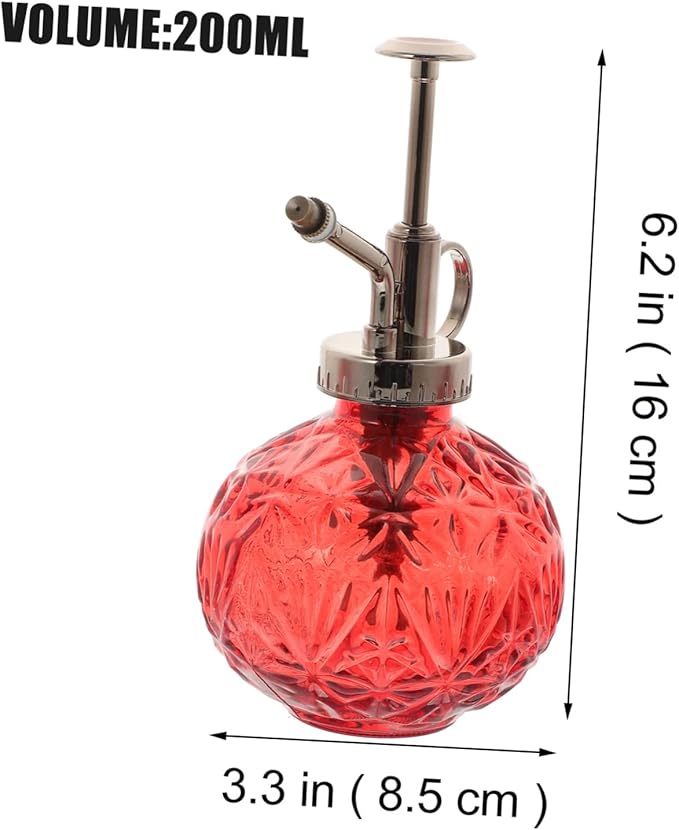 Toddmomy Vintage Glass Spray Bottle Small Watering Kettle with Top Pump for Indoor Plants Refillable and Portable Garden Sprayer for Flower