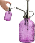 Plant Sprayer Mister 350ml Fine Mist Water Can Leaf Pattern Glass Purple Watering Can with Handle Non-Slip Exquisite Plant Watering Device for Indoor