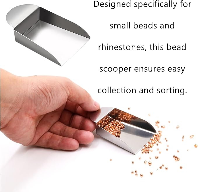 3 Pcs Bead Spoon Professional Diamond Jewelry Mini Bead Scoop with Handle for Pearls Gemstones Pick up Tools