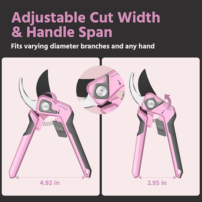 PrunePro Pruning Shears for Gardening Professional Bypass Hand Pruner Up to 1 Inch Cut Capacity Sharp Stainless Steel Blade Garden Scissors Plant Flower Garden Clipper Pink 2 Pack
