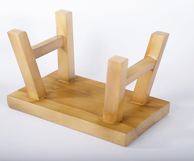 Wooden Step Stool for Adults 11.8" L x 7" W x 6.9" H Handcrafted Solid Wood Stool with Chamfered Edges, Multi-Usage Stool, Wood Step Stool with Anti-Slip Caps - Durable and Sturdy Yellow Sandalwood