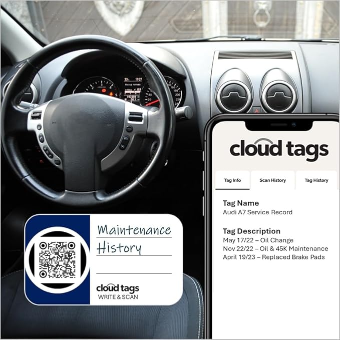 Cloud Tags - Programmable QR Code Stickers | Pack of 24 | Write, Scan & Store | No App or Subscription Needed | Multipurpose, Secure, and Easy-to-Use Tags for Organization, Lost & Found, and More