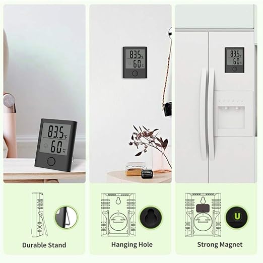 BALDR Digital Hygrometer Thermometer - Monitor Room Temperature & Humidity with Thermometer and Hygrometer, Humidity Sensor & Indoor Thermometer for Home, Office & Greenhouse, Humidity Meter, Black