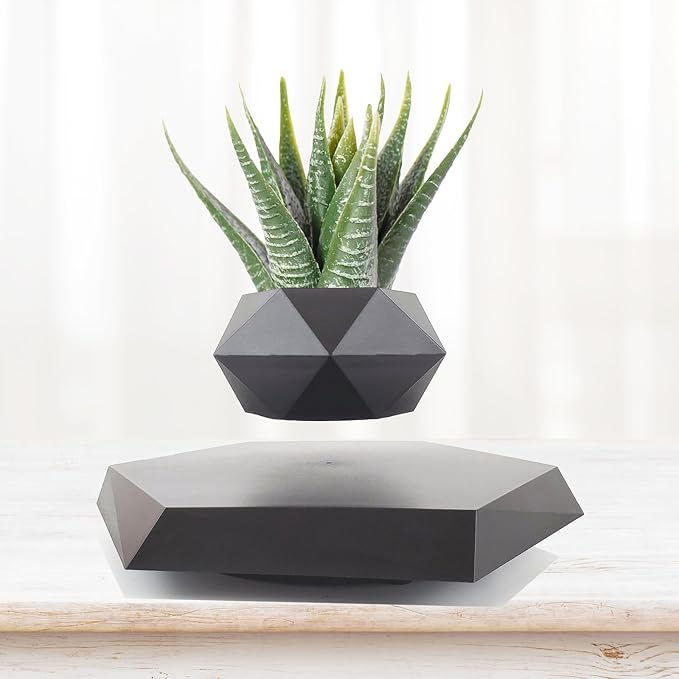 Levitating Plant Pot Hexagon Floating Plant Pot Small Bonsai Planter Levitating Decoration for Home Office