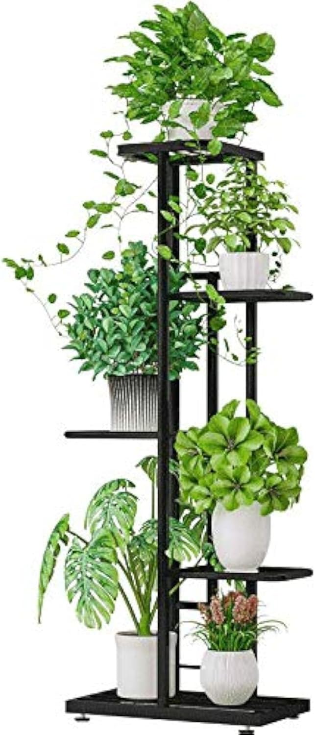 MTB Garden 5 Tier Metal Plant Stand for Indoor Outdoor Flower Pot Display Planter Shelf, Charcoal Grey