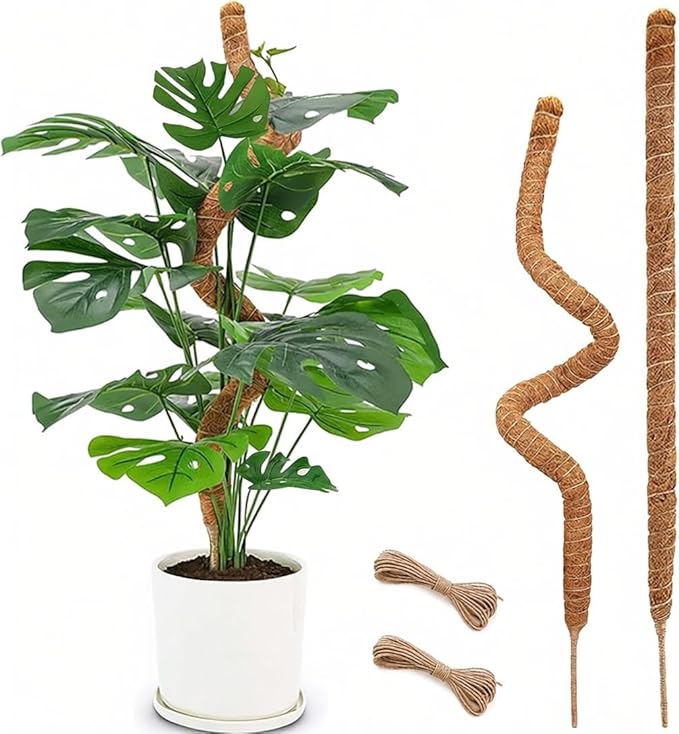Moss Pole Monstera Plant Support - 2 Pack 28" Bendable Coco Coir Pole for Indoor Climbing Plants with Plant Sticks Support
