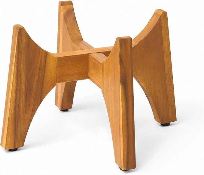 KUTE NEST Acacia Wood Plant Stand - Elegant Match for Corso/Arco Planter, Medium Indoor Solid Wood Plant Holder with Golden Teak Finish for Modern Home Decor (Golden Teak, Low - Medium)