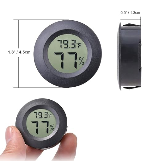 2-Pack Mini Hygrometer Thermometer Fahrenheit or Celsius Meter Digital LCD Monitor Indoor Room Round Humidity Temperature Gauge for 3D Printers Guitar Case Greenhouse Babyroom Reptile Incubator