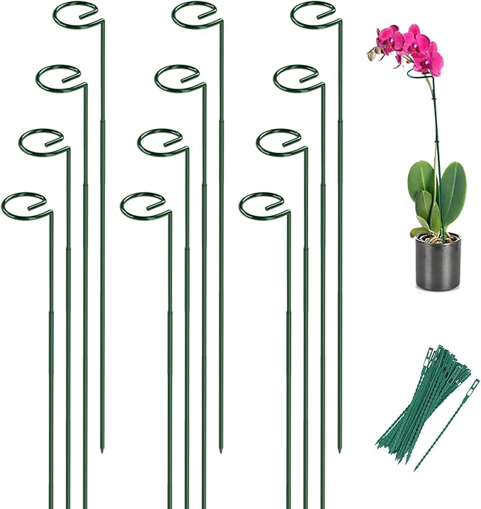 Joyhalo 12 Pack Plant Stakes, Adustable 24 Inch Plant Support Stakes, Flower Stakes with 24 Twist Ties, Garden Sticks for Plants Hibiscus, Sunflower, Red Hot Poker, Hydrangea, Tomato, Sapling Etc