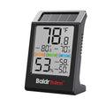 BaldrTherm Room Thermometer Indoor Humidity Meter Solar Powered with Max/Min Memory & Comfort Indicator - 3.2" Large Display for Home, Black, 1Pack
