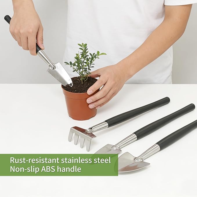 30PCS Mini Succulent Gardening Tools Set with 19.7" Waterproof Repotting Mat, Complete Indoor Plant Care Kit for Transplanting, Potting, Bonsai, Cactus, Houseplant & Fairy Garden