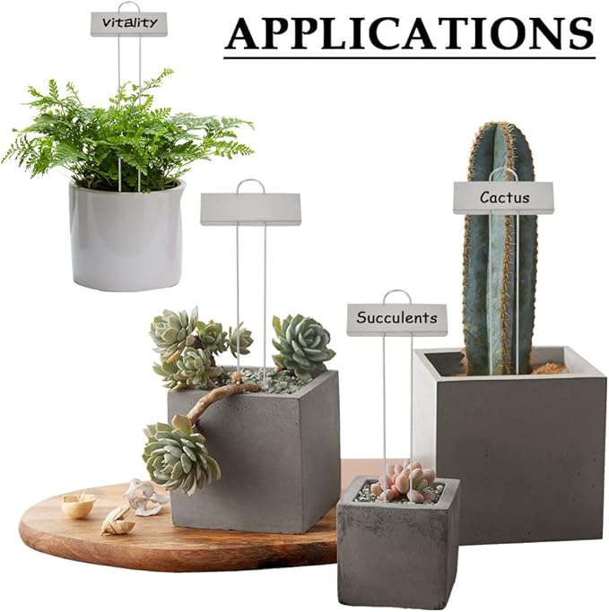 BUYGOO 25Pack Metal Plant Labels, Weatherproof Garden Markers with a Pen, Reusable Outdoor Garden Markers Tags for Plants Vegetables Herb Seedlings Flowers Height 10.7 Inch, Label Area 3.5'' x 1.4''
