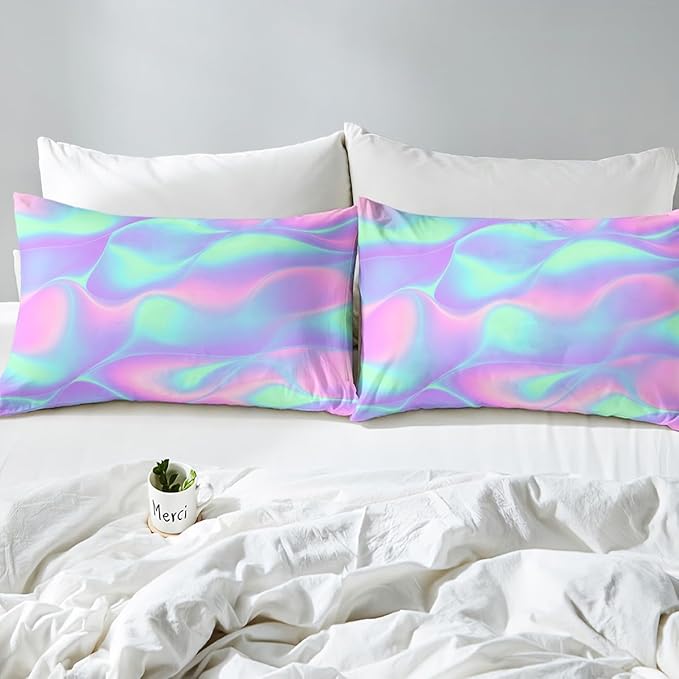 Feelyou Kid’s Bed Sheet Set Girls Chic Bright Colorful Abstract Soft Twin Bedding Set, 1 Flat Sheet,1 Deep Pocket Fitted Sheet, and 1 Pillow Case, Super Soft Easy Care, Teens Women Bedroom Decor