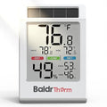 BALDR Indoor Thermometer Hygrometer, Solar Power with Battery Backup, Large Display, Daily Max/Min & Comfort Indicator Humidity Meter (White)