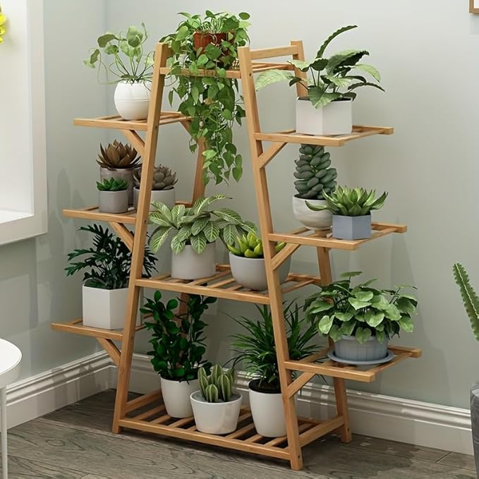 Redds Garage 1-Tier Multi-Layer Plant Stand – 9-Tier Indoor/Outdoor Metal Flower Rack for Balcony, Living Room, or Garden – Modern Vertical Planter Shelf for Succulents, Climbing Plants, and Storage