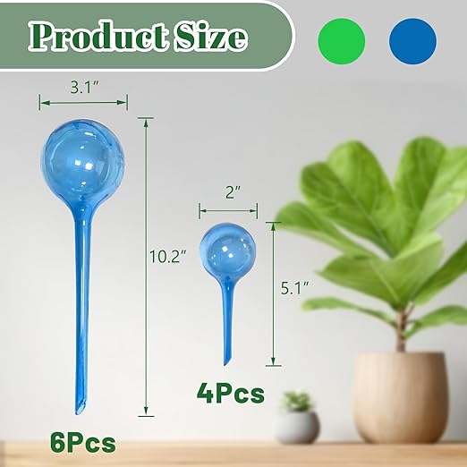10 Pcs Self Watering Globes, Plant Watering Globes Automatic Watering Bulbs for Indoor Outdoor, Vacation Potted Plant Care Water Conservation Device (Blue)