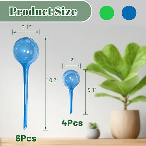 10 Pcs Self Watering Globes, Plant Watering Globes Automatic Watering Bulbs for Indoor Outdoor, Vacation Potted Plant Care Water Conservation Device (Blue)