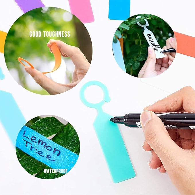MHY 400 Pcs Thick Plastic Plant Labels - Garden Waterproof Plant Tree Tags - 4.3 inch Color Hanging Plant Markers for Plants, Potted Plants, Nurseries, Trees，Gardening（Orange）