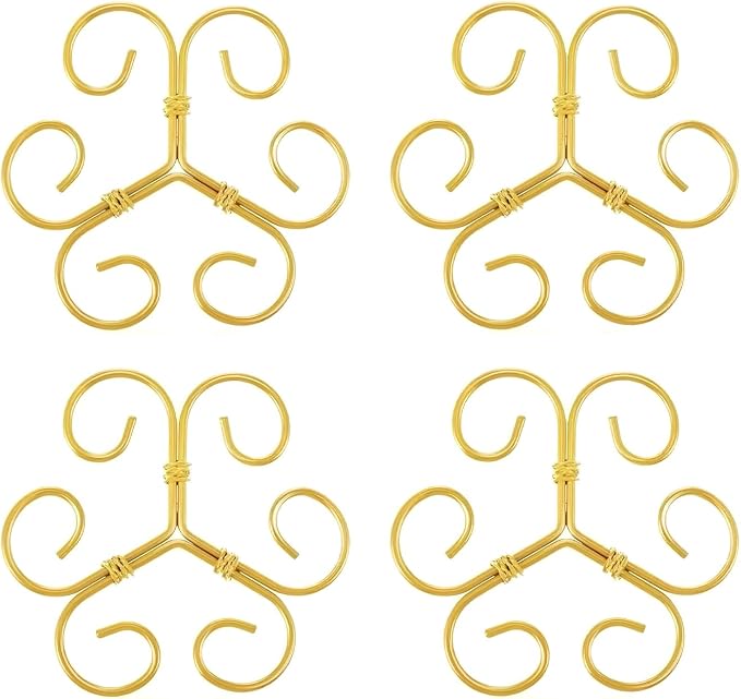 4Pcs Gold Plant Stem Support, Stable Support Stakes for Plants Stabilize, Outdoor & Indoor & Garden Plant Stakes for Healthy Growth (Flower Shaped Bracket B)