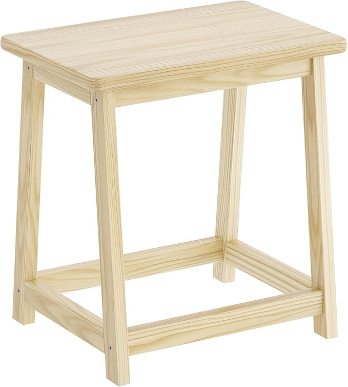 Wooden Step Stool Tall Seat Stool Dining Piano Stool End Side Table Wood Plant Stand Table Indoor Bedside Table Nightstand Flower Pot Stand for Living Room Bathroom Bedroom Kitchen (Natural)