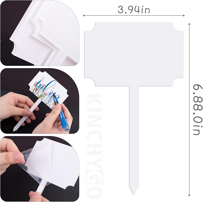 5 Pack T-Type Plant Labels Waterproof Sublimation Acrylic Plants Marker Blanks Garden Stake Tags for Indoor Outdoor Decor 6.88x3.94 inch