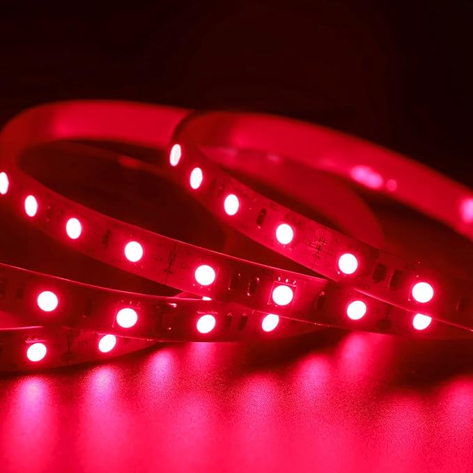 12 Volt 660nm Red Flexible LED Strip Light, 5m/16.4ft 72W Soft Cuttable 660 nm-670 nm Deep Red Light LED Tape, IP20 Non-Waterproof Grow Lights for Indoor Plants (660nm, 300 LEDs, 5050 SMD)