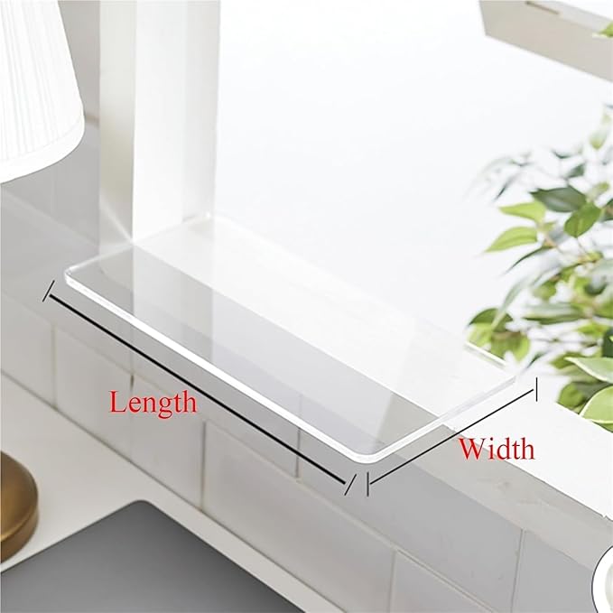 Window Sill Cover, Extension Shelves with Double-Sided Adhesive, Clear Acrylic, 0.19" Thick, Waterproof Windowsill Organizer/Windows Plant Shelf, for Kitchen Organization Storage(40x15cm)