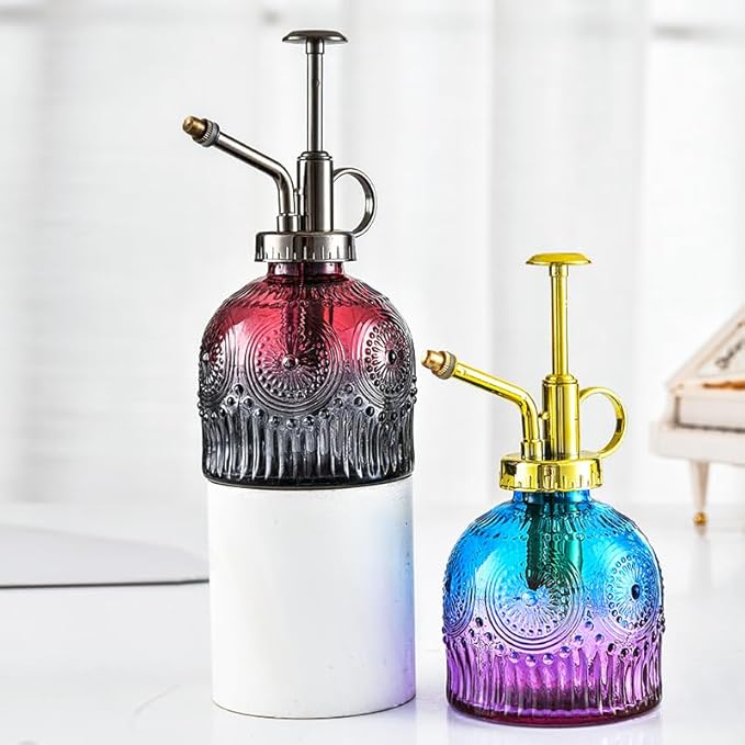 Indoor and Outdoor Potted Plant Sprayer Household Plant Glass Small Watering Can Spray Bottle Plant Sprayer Glass Spray Bottle Decorative Spray Bottle (Purple Gradient Blue)
