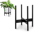 Fox & Fern Bamboo Plant Stand — 11.8 Inch Fixed Size Wooden Mid Century Plant Stand for Indoor Planters (Not Included) - Raised Flower Pot Holder for Indoor Big Pots - Plug In Design - Dark Bamboo
