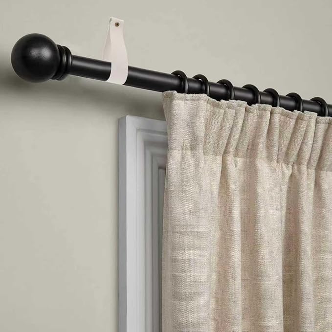 Curtain Rod Holders,8 Pack Leather Curtain Rod Brackets with Screws,PU Curtain Rod Hangers,Leather Straps Hooks for Wall Pole Macrame Boho Art Décor, White