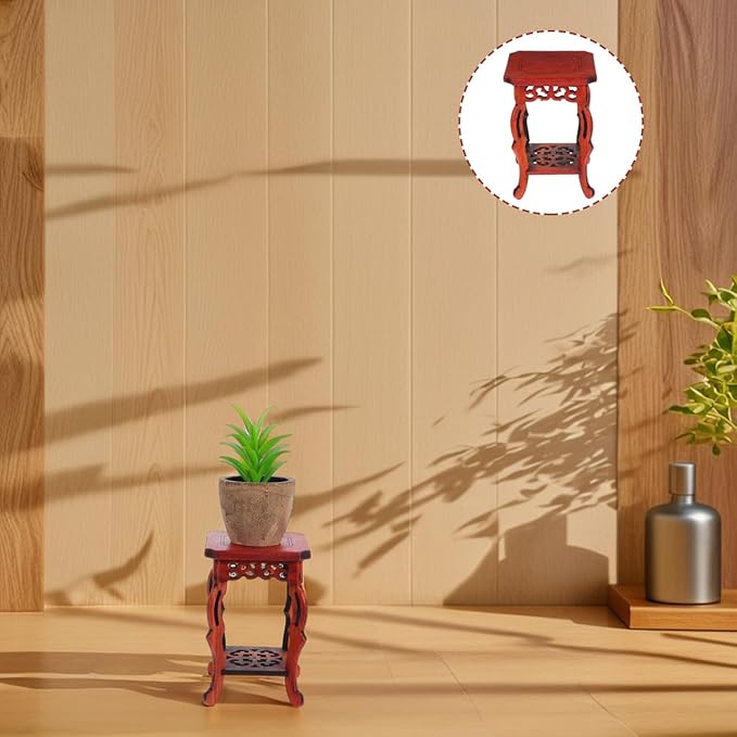Garneck Wood Plant Stand Unique Design Small Decorative Pedestal Base for Indoor Plants 100% Natural Wood for Home and Garden Decoration