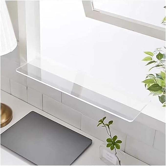 Window Sill Cover, Extension Shelves with Double-Sided Adhesive, Clear Acrylic, 0.19" Thick, Waterproof Windowsill Organizer/Windows Plant Shelf, for Kitchen Organization Storage(40x25cm)