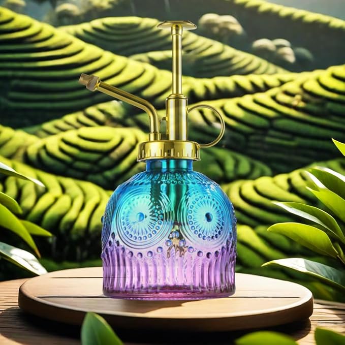 Indoor and Outdoor Potted Plant Sprayer Household Plant Glass Small Watering Can Spray Bottle Plant Sprayer Glass Spray Bottle Decorative Spray Bottle (Purple Gradient Blue)