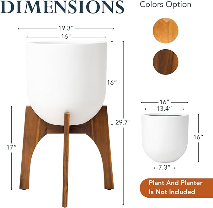 KUTE NEST Acacia Wood Plant Stand - Elegant Match for Corso/Arco Planter, Medium Indoor Solid Wood Plant Holder with Walnut Finish for Modern Home Decor (Walnut, High - Medium)