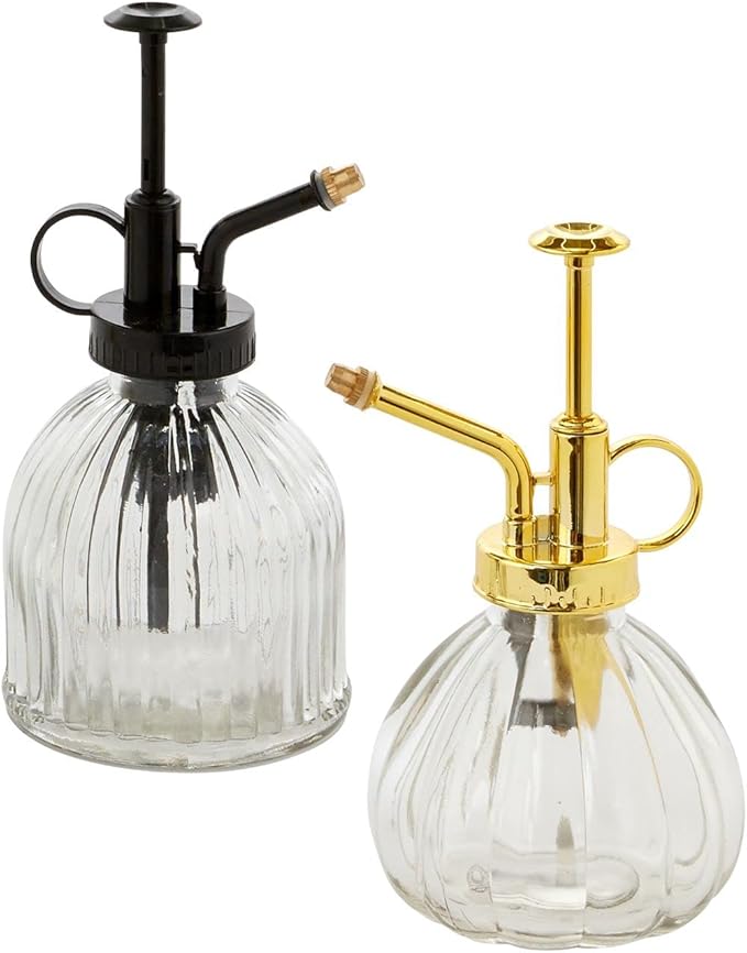 Carlise Plant Mister Spray Bottle| Glass Plant Mister for Indoor Plants l Indoor Plant Mister Decorative (3"x 3"x 6", Black) (70541)