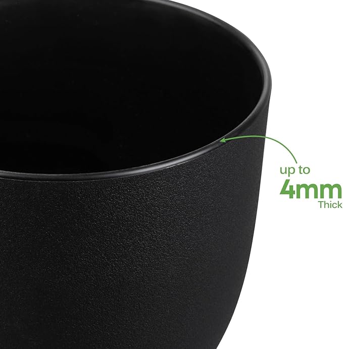 Ferlypote Plant Pots 8 Inch Set of 4, Flower Pots with Multi Mesh Drainage Holes, Planters for Indoor Outdoor Garden Plants and Flowers (Black)
