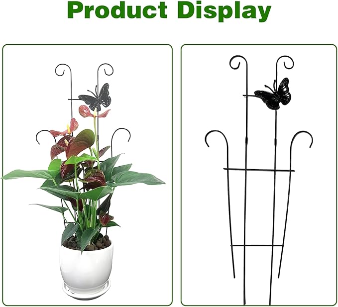 23 Inch Plant Trellis for Potted Plants, Sturdy Metal Houseplant Trellis for Climbing Plants Indoor Outdoor, Rust-Resistant Plant Support for Monstera Pothos Ivy, 2 Pack