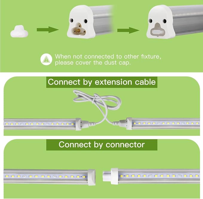 GYTF T5 LED Grow Lights, 306-Bulbs 5000K White Full Spectrum Plant Growing Lamp Bars for Indoor Plants Seedling Hydroponics, Daisy-Chain Design (6 x 10W, 300W Equivalent)