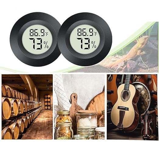 JEDEW 2 Pack Hygrometer Thermometer Digital Humidity Meter Indoor/Outdoor Humidity Monitor Reptile Thermo-Hygrometer for Greenhouse Humidors Terrarium Jars, Fahrenheit (℉) /Celsius(℃) (2)