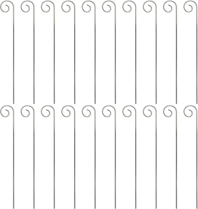 20Pcs Silver Stainless Steel Plant Label Hooks,Hanger Gardens Stake,Garden Markers Stake Plant Label Holder,Rustproof Deformed Garden Plant Sign Hooks Hanging Rods,Plant Container Accessories(20cm)