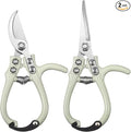 Plant Scissors with Lock 2 Pack, 6'' Bypass Hand Pruner & 6.7" Precision Garden Scissors Rust Resistant Hand Sprout Pruning Shears Gardening Tools for Herbs, Plants