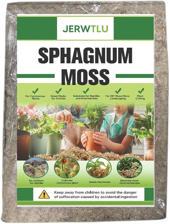 Natural Long Fiber Sphagnum Moss 1196QT for Orchid Potting Mix, and Moss Pole for Plants Indoor. Ideal for Propagating Plants, Maintaining Humidity for Reptiles, Isopods in Paludarium (22 lb)